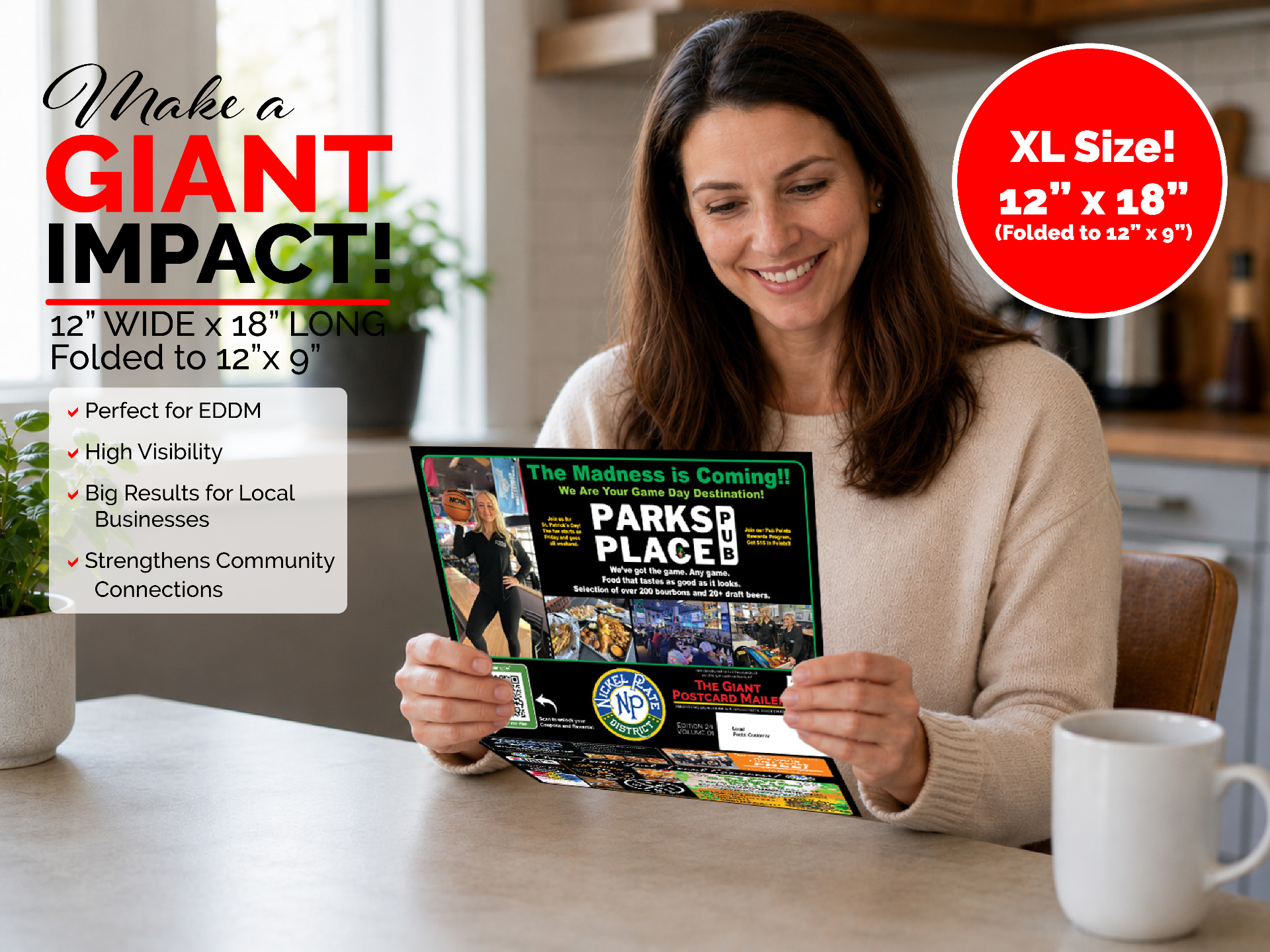 What is the Giant Postcard Mailer — community-powered oversized direct mail